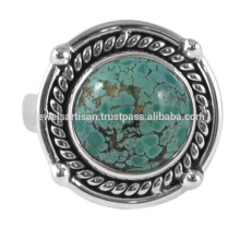 Tibetan Turquoise Gemstone 925 Solid Silver Ring Jewelry